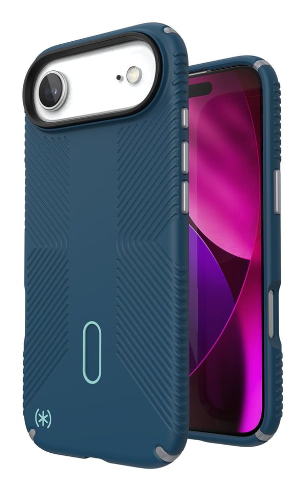 Speck Presidio2 Grip ClickLock & MagSafe - iPhone Air Cover (Deep Sea / Silver Metallic / Spell Blue)