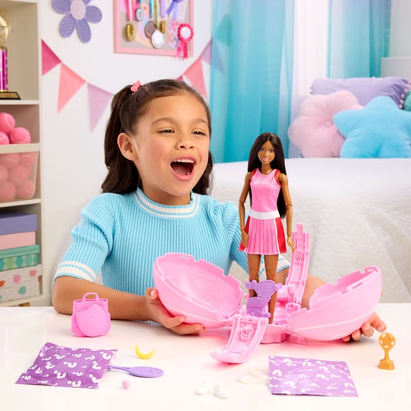 Barbie TEAM Roll & Reveal Tennis Player Doll and Accessories