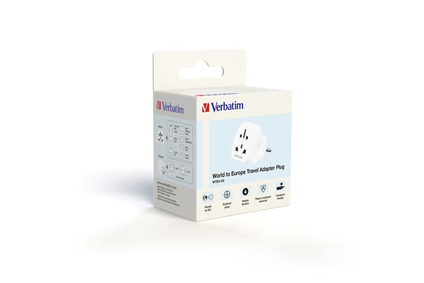 Verbatim WTEU-02 strømstik adapter Type F Universel Hvid