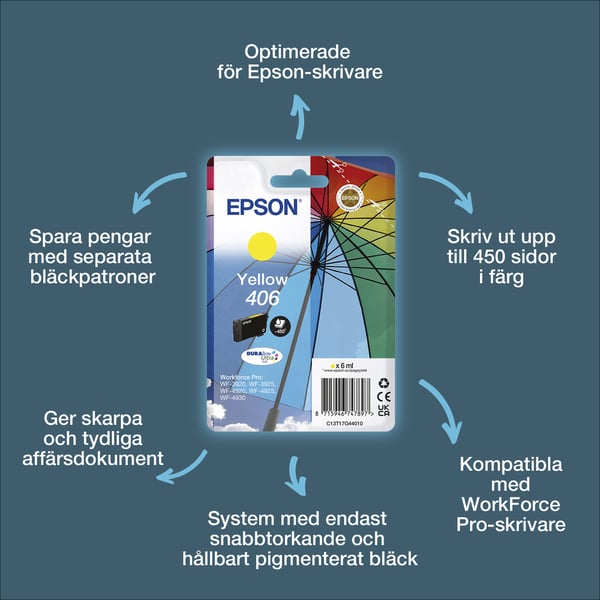 Epson Enpack, gul 406 Umbrella DURABrite Ultra-bläck