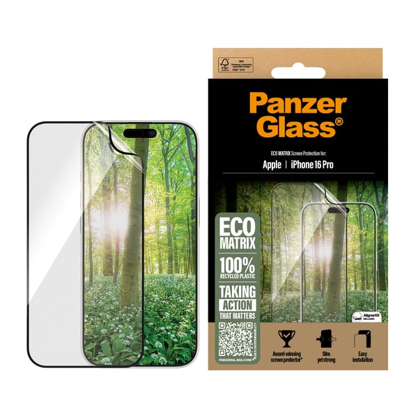 PanzerGlass ® ECO MATRIX Screen Protector iPhone 16 Pro | Ultra-Wide Fit Genomskinligt skärmskydd Apple 1 styck