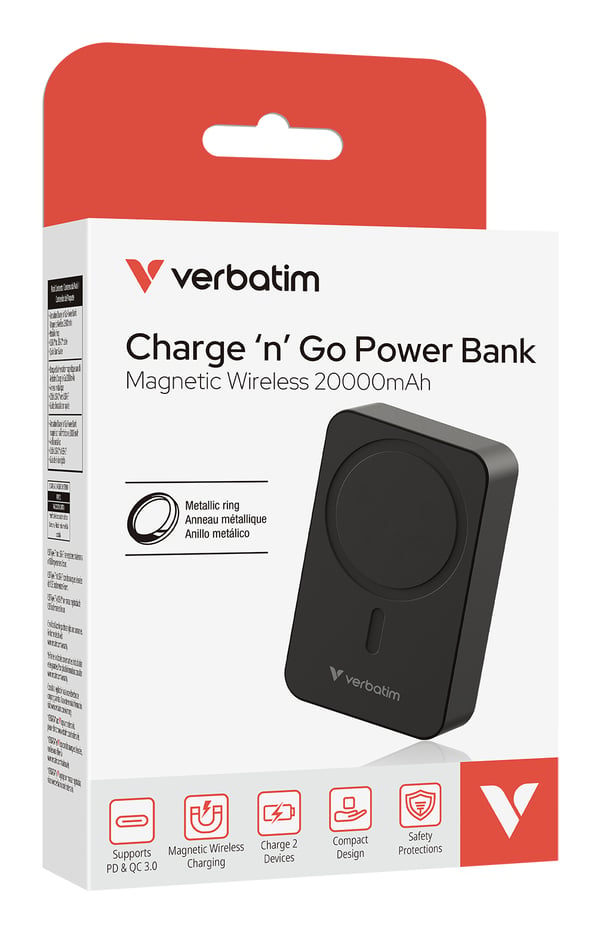 Verbatim Charge 'n' Go Essentials 20000 mAh Trådlös laddning Svart