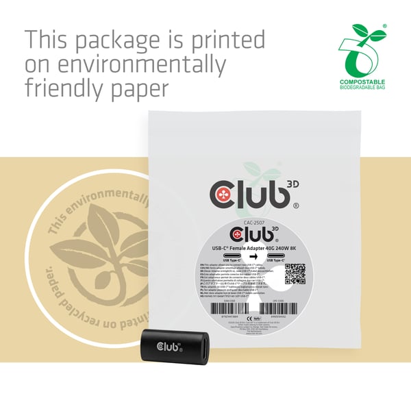 CLUB3D CAC-2507 USB-kabel USB4 Gen 3x2 USB C 40 Gbit/sek. 240 W Sort