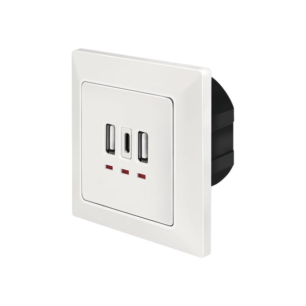 LogiLink PA0254 pistorasia 2 x USB A + 1 x USB C Valkoinen