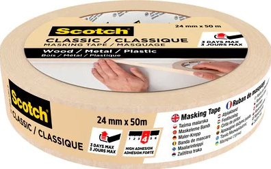 3M Classic 50 m Malertape Velegnet til indendørsbrug Beige