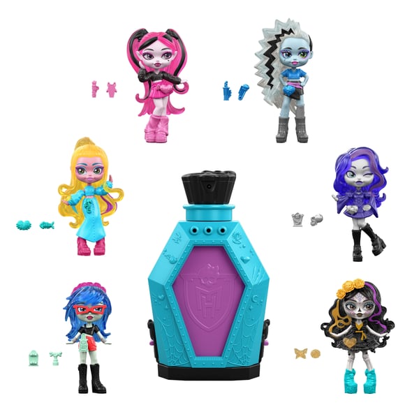 Monster High Little Frights-minidockor, överraskningsfigurer med vattenavslöjande (figurerna kan variera)