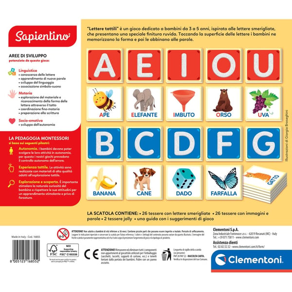 Clementoni Sapientino Montessori - Lettere Tattili