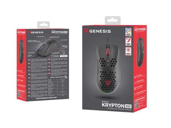 GENESIS Krypton 555 hiiri Pelaaminen Oikeakätinen USB A-tyyppi Optinen 8000 DPI