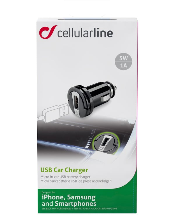 Cellularline MICROCBRUSB mobiililaitteen laturi Älypuhelin, Tabletti Musta Tupakansytytin Auto