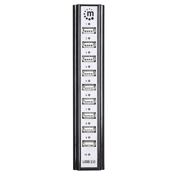 Manhattan 161572 gränssnittshubbar USB 2.0 480 Mbit/s Svart, Silver
