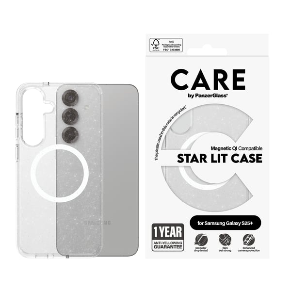 PanzerGlass CARE™ by ® Star Lit Case m. Hvid Qi Compatible Samsung Galaxy S25+