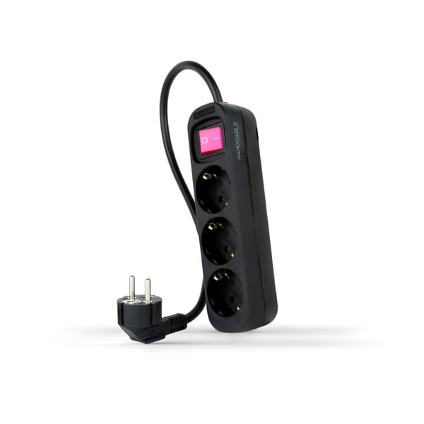 Nanocable 10.38.0003-BK stikdåse 1,4 m 3 AC stikkontakt(er) Indendørs Sort