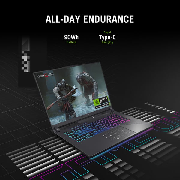 ASUS ROG Strix G16 G614FR-S5252W AMD Ryzen™ 9 9955HX Laptop 40,6 cm (16") WQXGA 16 GB DDR5-SDRAM 1 TB SSD NVIDIA GeForce RTX 5070 Ti Wi-Fi 6E (802.11ax) Windows 11 Home Grøn, Grå QWERTY Hollandsk