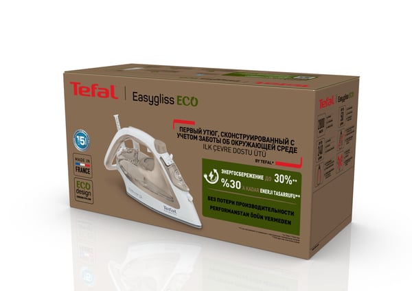 Tefal Easygliss Eco FV5780 Torr & Ångstrykjärn Durilium Airglide-sulplatta 2800 W brons, Vit