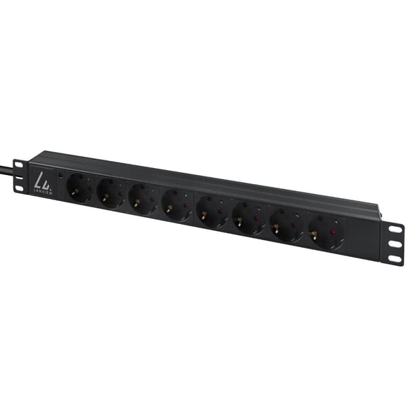 Lanview LVR-3MIEC-LIC-SCH8 strømforsyningsenhed (PDU) 8 AC stikkontakt(er) 1U Sort