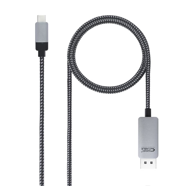 Nanocable 10.15.5002 videokabel adapter 1,8 m USB Type-C DisplayPort Aluminium, Sort
