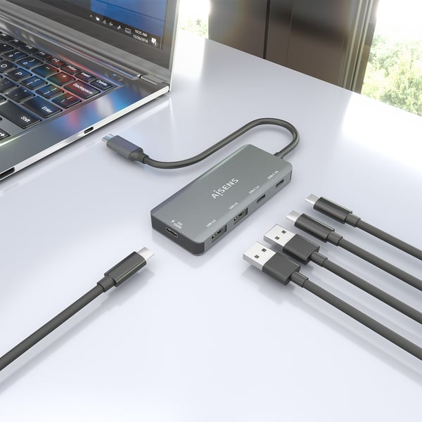AISENS A109-0946 kannettavien tietokoneiden telakka ja porttitoistin Langallinen USB 3.2 Gen 1 (3.1 Gen 1) Type-C Harmaa
