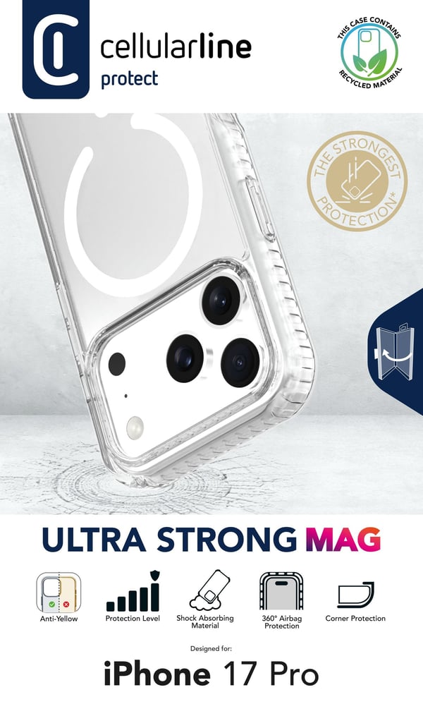 Cellularline Ultra Strong Mag mobiltelefonfodral 15,9 cm (6.27") Mobilskal Transparent