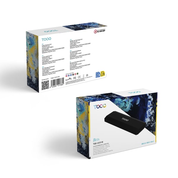 TooQ TQE-2231B tallennusaseman kotelo SSD-kotelo Musta M.2