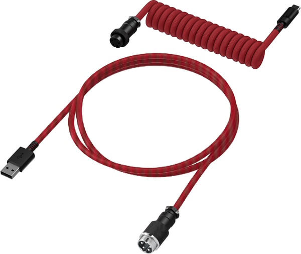 HyperX USB-C – spiralformad kabel – röd-svart