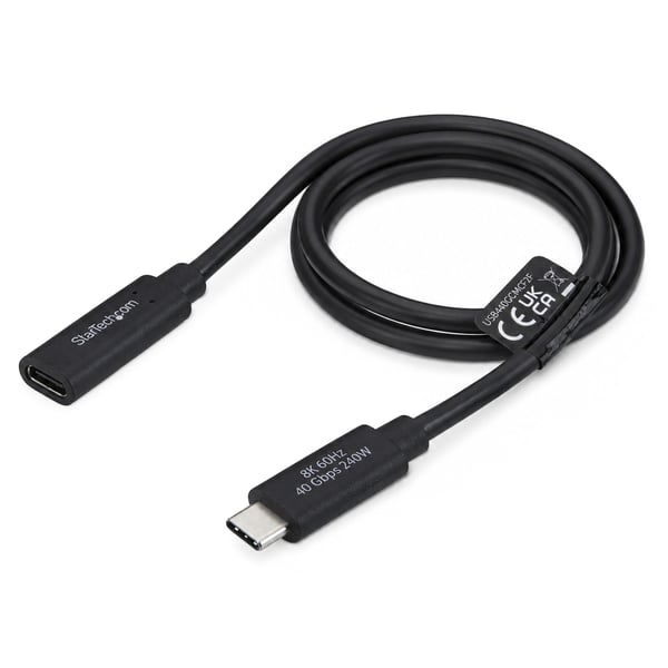 StarTech.com USB440GCMCF2F USB-kabel USB4 Gen 3x2 0,6 m USB C 40 Gbit/sek. 240 W Sort