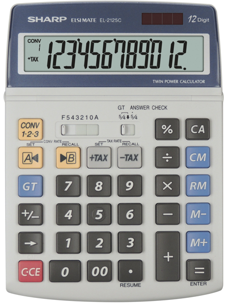 Sharp EL2125C regnemaskine Desktop Finansiel Sort, Blå, Grå