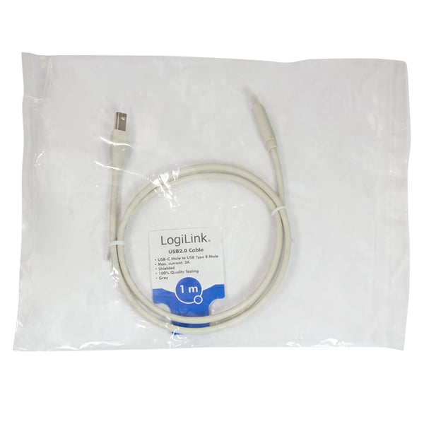 LogiLink CU0160 USB-kablar USB 2.0 1 m USB C USB B 0,48 Gbit/s Vit