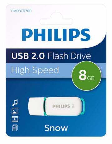 Philips FM08FD70B USB-muisti 8 GB USB A-tyyppi 2.0 Turkoosi, Valkoinen
