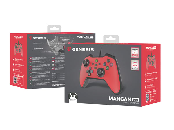 GENESIS Mangan 300 Red Röd USB Spelplatta Analog / Digital Android, Nintendo Switch, PC