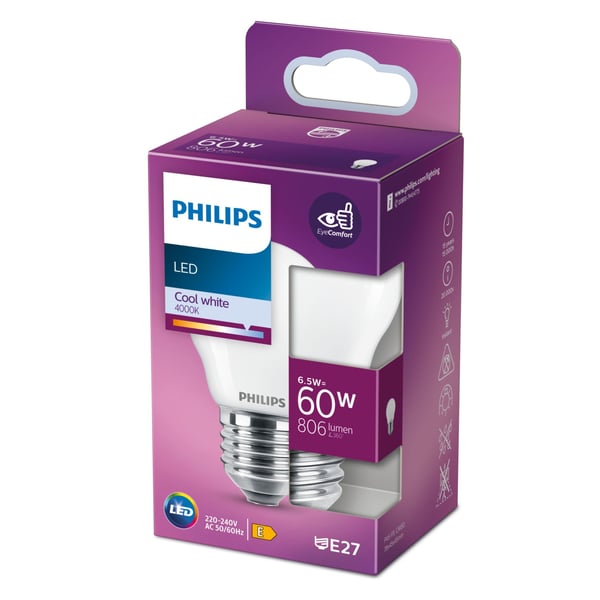 Philips 8718699762896 LED-lampe Kold hvid 4000 K 6,5 W E27 E