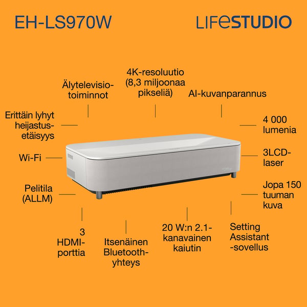 Epson Lifestudio Grand Plus EH-LS970W – timantinvalkoinen
