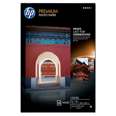 HP Premium Gloss 25 sht/A3+/330 x 483 mm (13 x 19 in) Hvid Glans