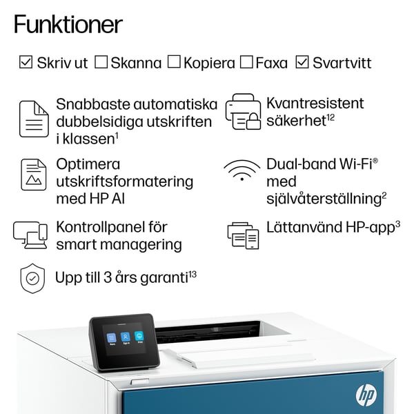 HP LaserJet Pro 4007dn Svartvit Skrivare, Endast Ethernet
