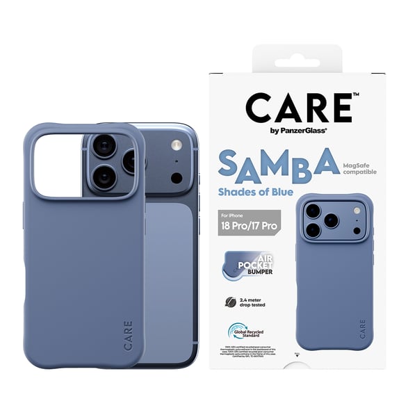 PanzerGlass CARE™ by ® Samba Case Shades of Blue w. MagSafe iPhone 2026 Pro | 17 Pro mobiltelefonfodral Mobilskal Transparent