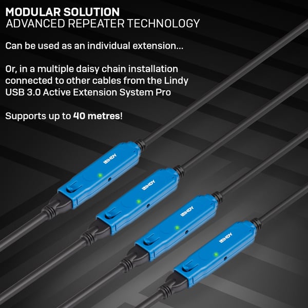 Lindy 43229 USB-kabel USB 3.2 Gen 1 (3.1 Gen 1) 15 m USB A 5 Gbit/sek. Sort