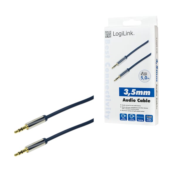 LogiLink 3.5mm - 3.5mm 5m lydkabel Blå