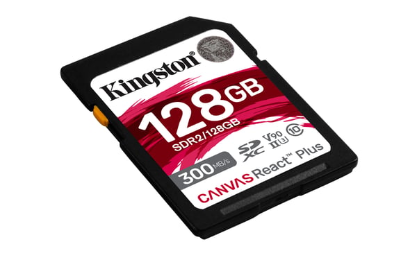 Kingston Technology 128 GB Canvas React Plus SDXC UHS-II 300R/260W U3 V90 i fuld HD/4K/8K