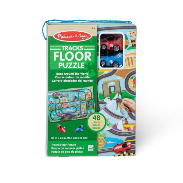Melissa & Doug Race Around the World Tracks Puslespil 48 stk Kort
