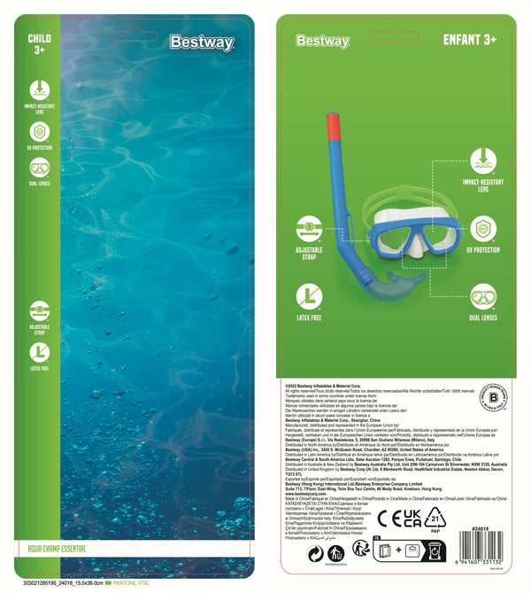 Bestway 24018 / 23 dykkemaske Polykarbonat Forskellige farver Barn