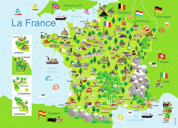 Nathan 86732 - Puzzle - Tarjeta de Francia - 100 Piezas