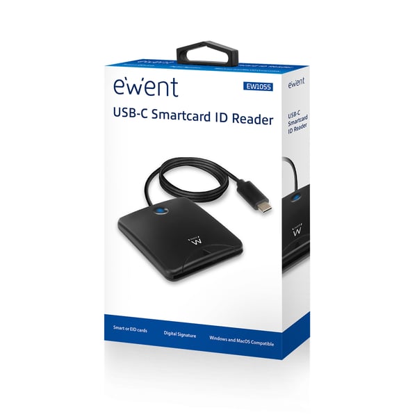 Ewent EW1055 läsare smarta kort inomhus USB USB 3.2 Gen 1 (3.1 Gen 1) Svart