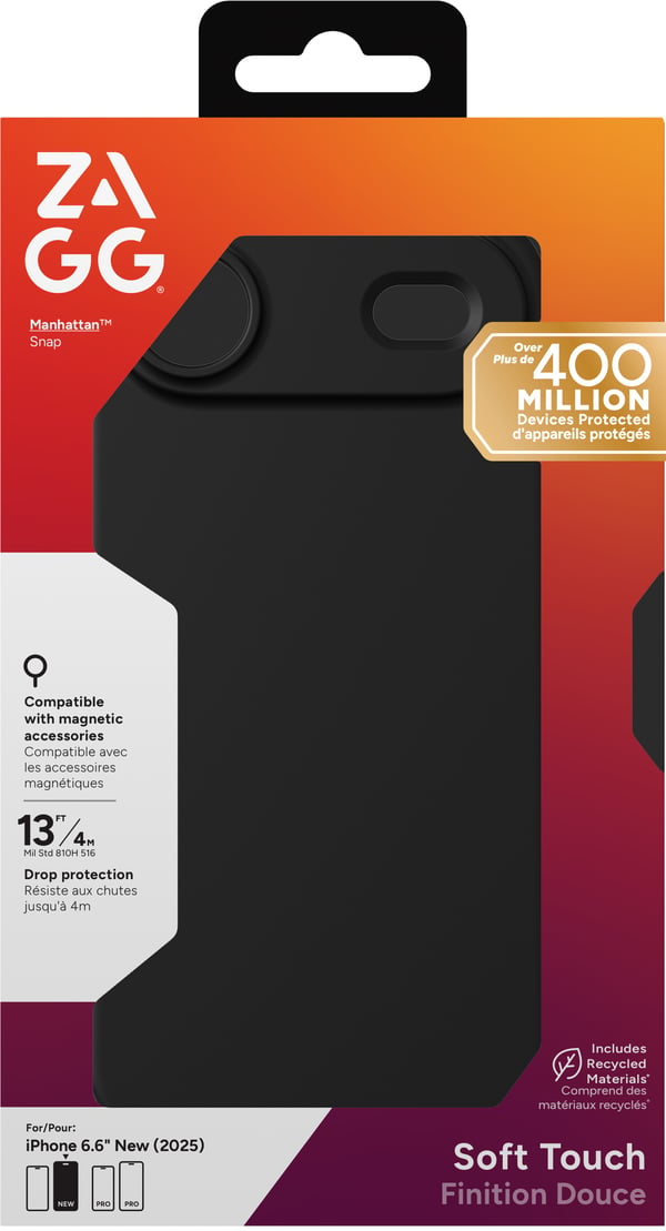 ZAGG Manhattan Snap mobiltelefon etui 16,5 cm (6.5") Cover Sort