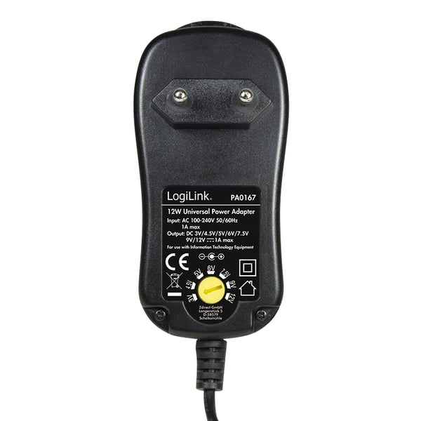 LogiLink PA0167 strømadapter og vekselret Indendørs 12 W Sort