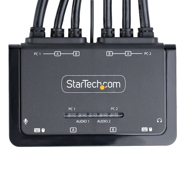 StarTech.com 2-Portars Dual-Monitor HDMI-Kabel KVM-switch, 4K 60Hz, Kompakt KVM med 1,5 m USB-A/HDM