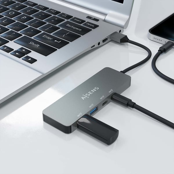 AISENS A106-0696 gränssnittshubbar USB 3.2 Gen 2 (3.1 Gen 2) Type-A 10000 Mbit/s Grå