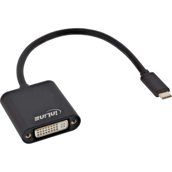 InLine 64103B videokabel adapter 0,2 m USB Type-C DVI-D Sort