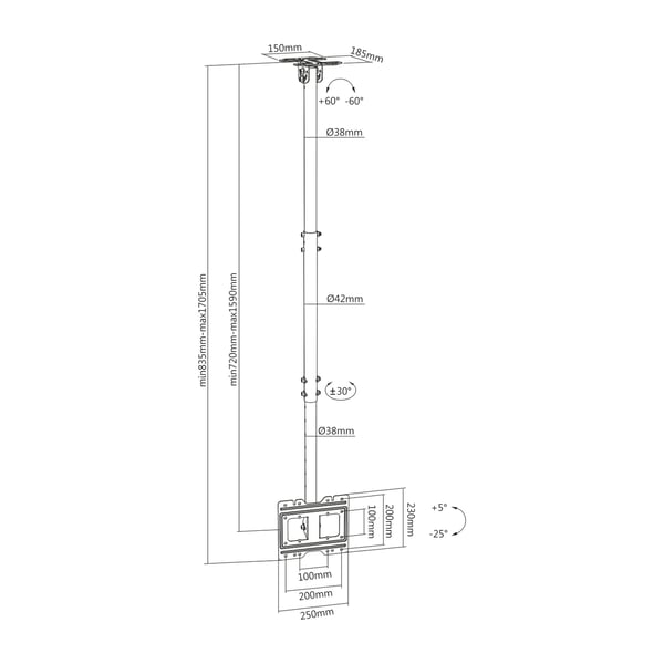 AISENS CT43TSE-053 fäste för skyltningsskärm 109,2 cm (43") Svart