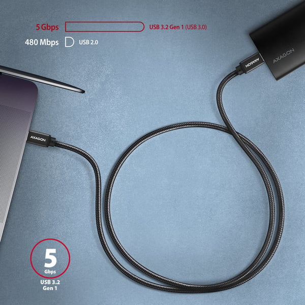 Axagon BUCM3-CM30AB USB-kablar USB 3.2 Gen 1 (3.1 Gen 1) 3 m USB C 5 Gbit/s 60 W Svart