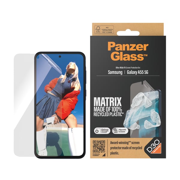 PanzerGlass ® ECO MATRIX Screen Protector Samsung Galaxy A55 5G | Ultra-Wide Fit w. AlignerKit Kirkas näytönsuoja 1 kpl