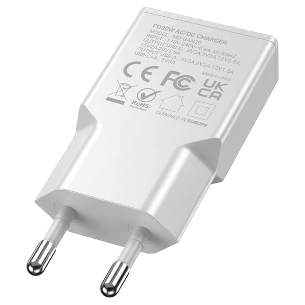 Mars Gaming MDGAN30W oplader til mobil enhed Hvid